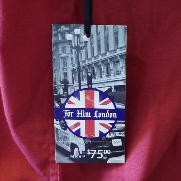 For Him London Cranberry Short Sleeve Shirt M NWT - Picture 5 of 9